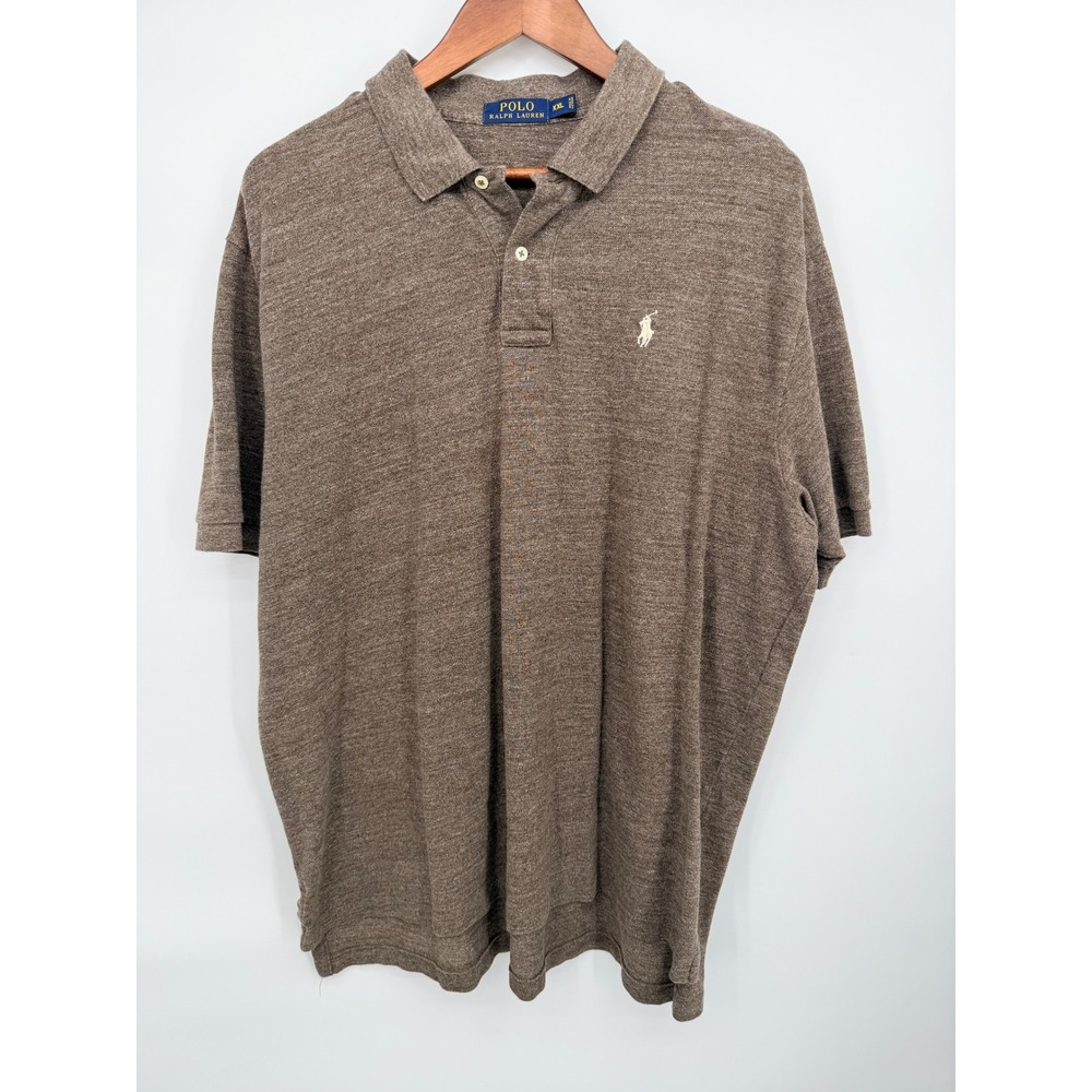 Polo Ralph Lauren Polo Shirt Mens XXL Brown Excellent Heathered Cotton Logo